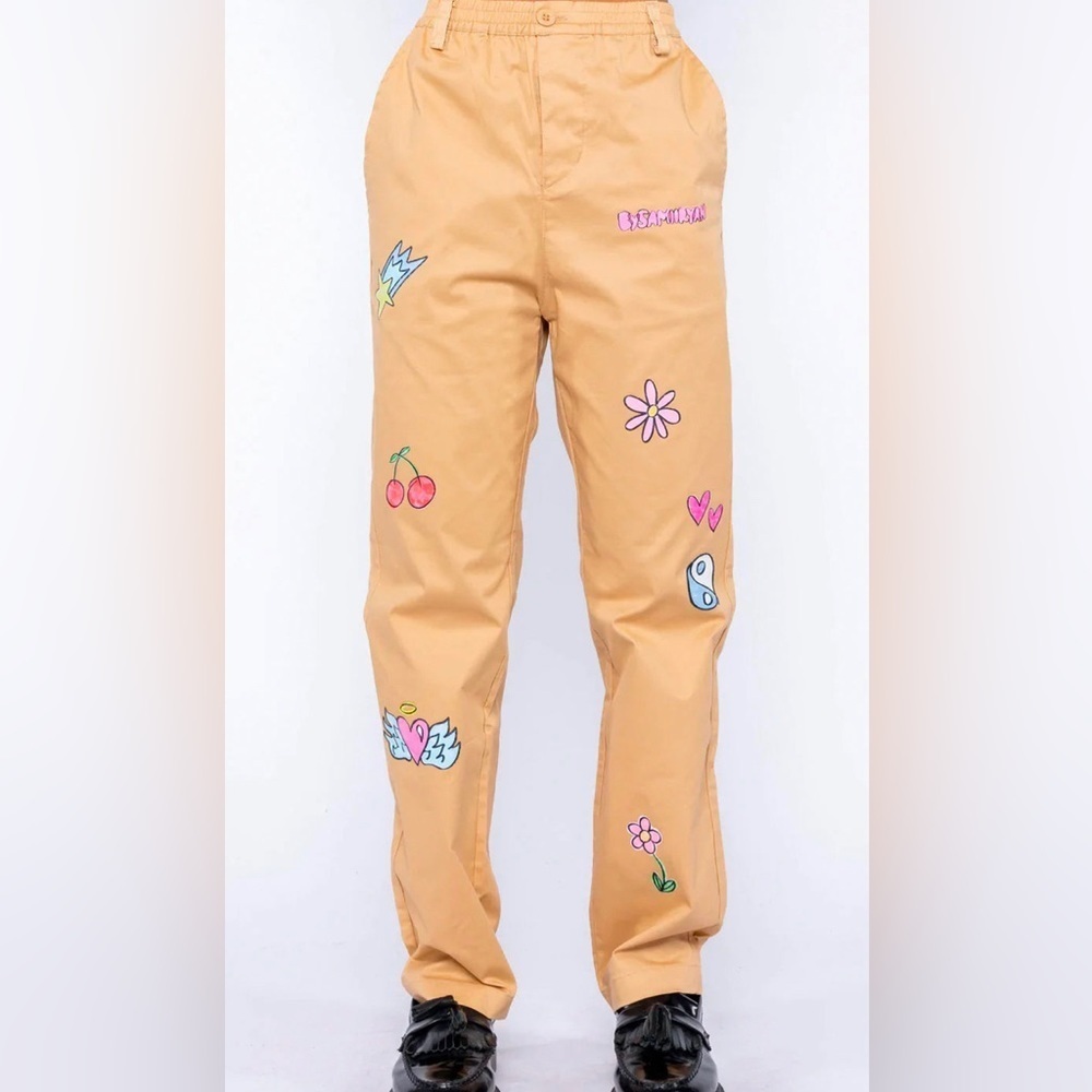 NEW BY SAMII RYAN DOODLES CHINO KHAKI PANTS